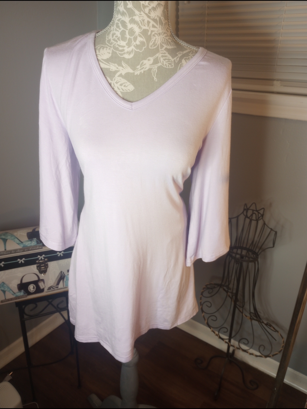 Light Lavender V-Neck Women's Top